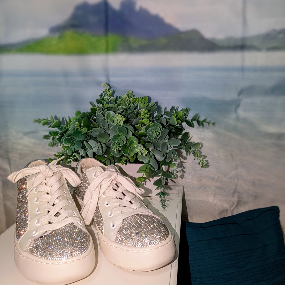 Steve Madden Silver and White Sneakers
